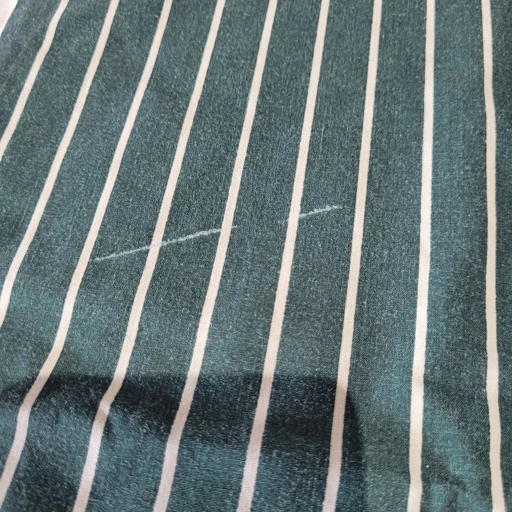 Vintage Pillowcase Green & White Pinstripe Bed Linens Pillow Cover Striped Decor